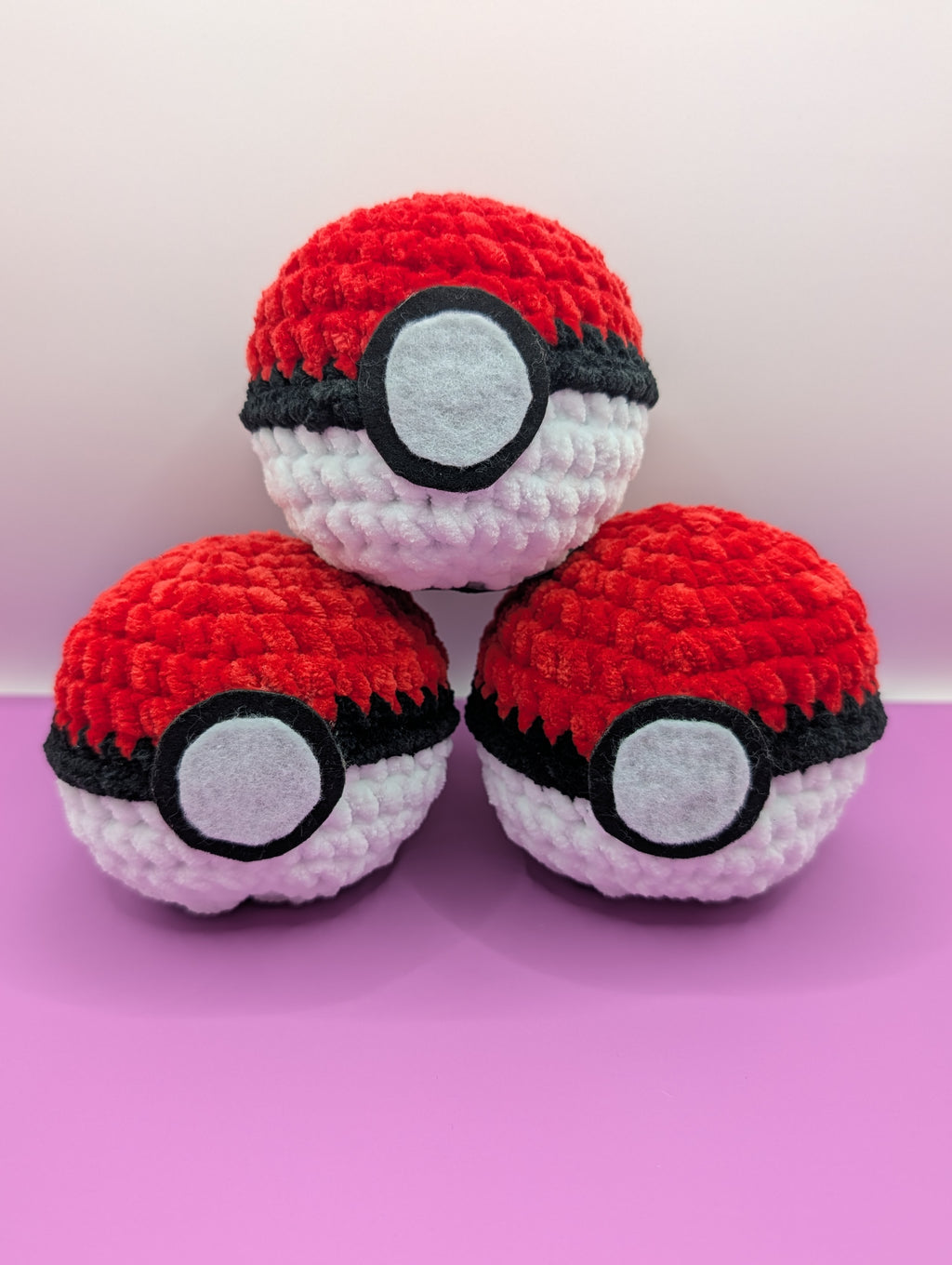 Red and White Crochet Balls