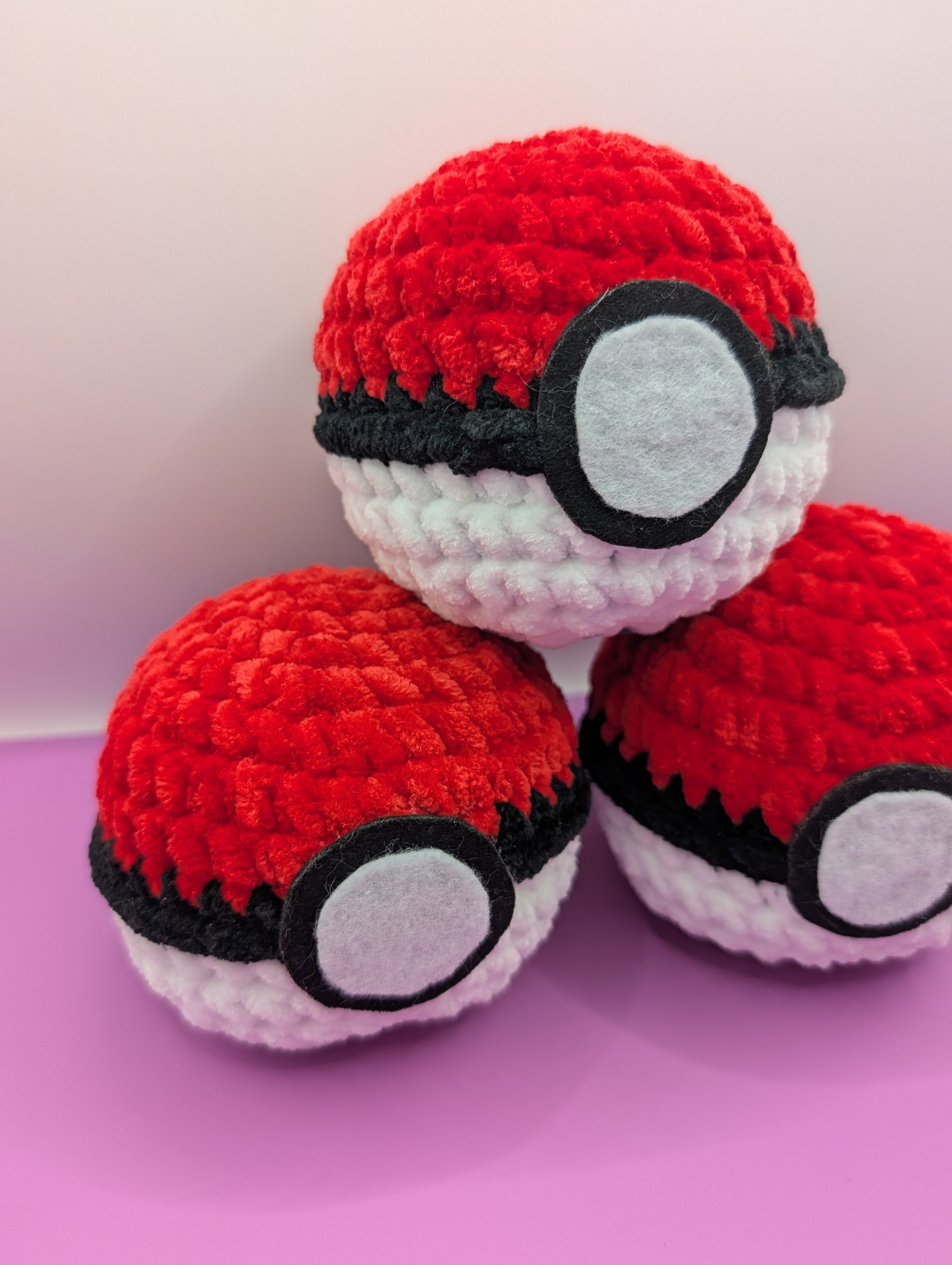 Red and White Crochet Balls
