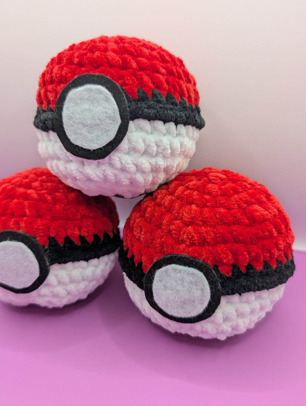 Red and White Crochet Balls
